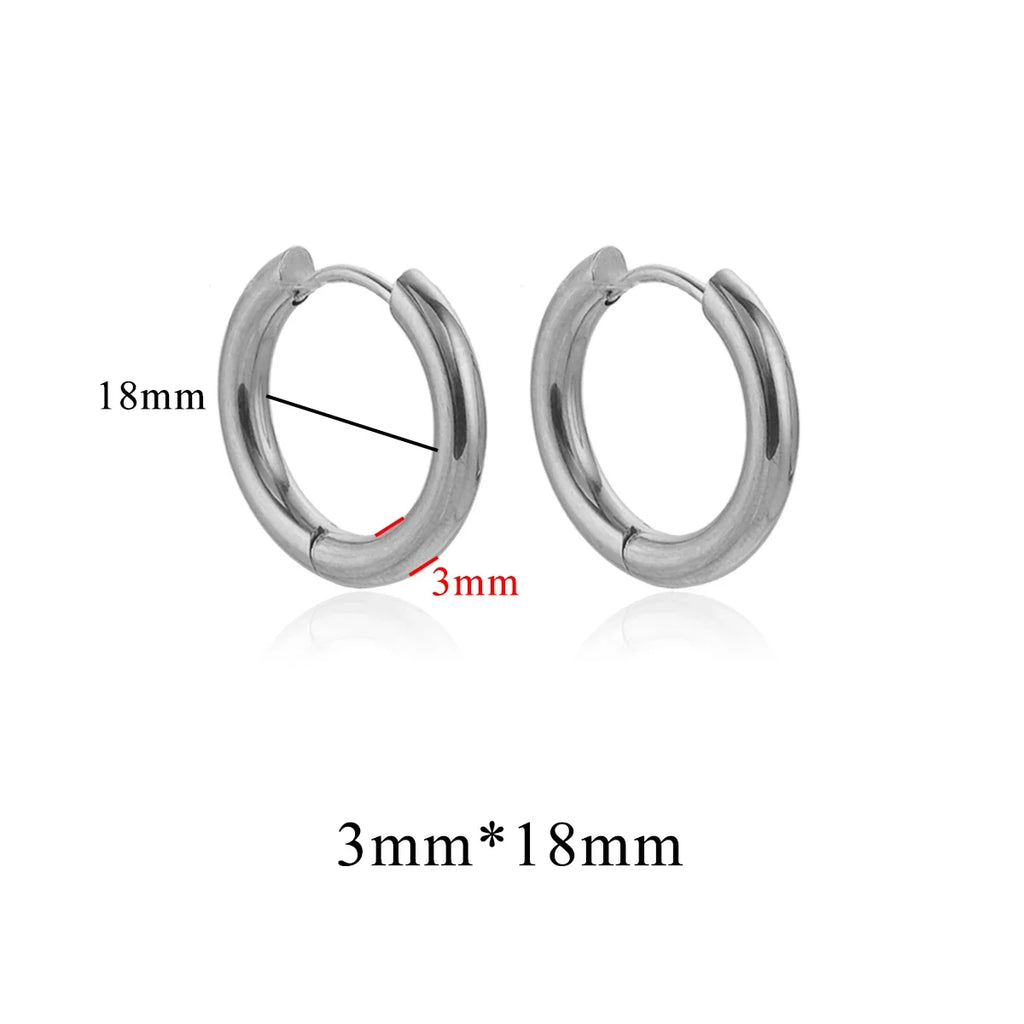 6pcs Stainless Steel 3mm 4mm Hoop Earrings | PVD Gold Plated Korean Round Earrings for Men Women