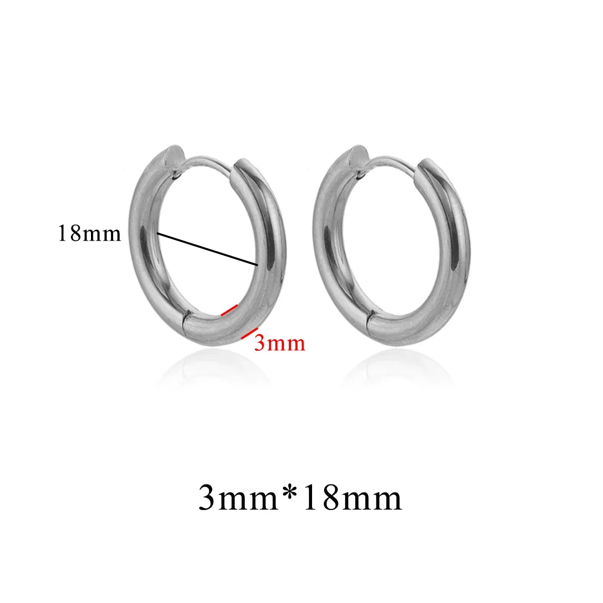 6pcs Stainless Steel 3mm 4mm Hoop Earrings | PVD Gold Plated Korean Round Earrings for Men Women