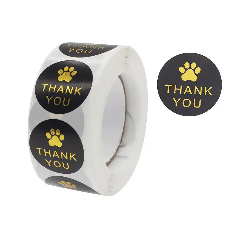 Gold Foil Paw Thank You Stickers | 1 Inch Business Supplies