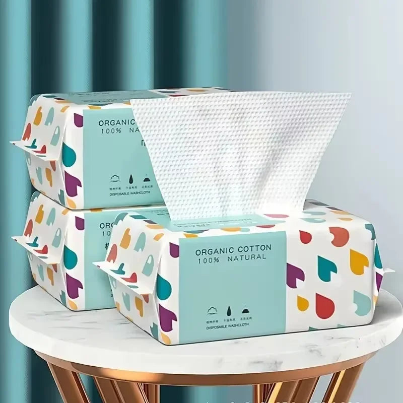 Disposable Face Towels 100 PCS | Soft Dry Makeup Remover Wipes for Car & Skincare