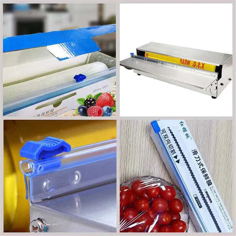 Plastic Wrap Dispenser with Slide Cutter | Smooth Cutting Reusable Food Wrap Cutter