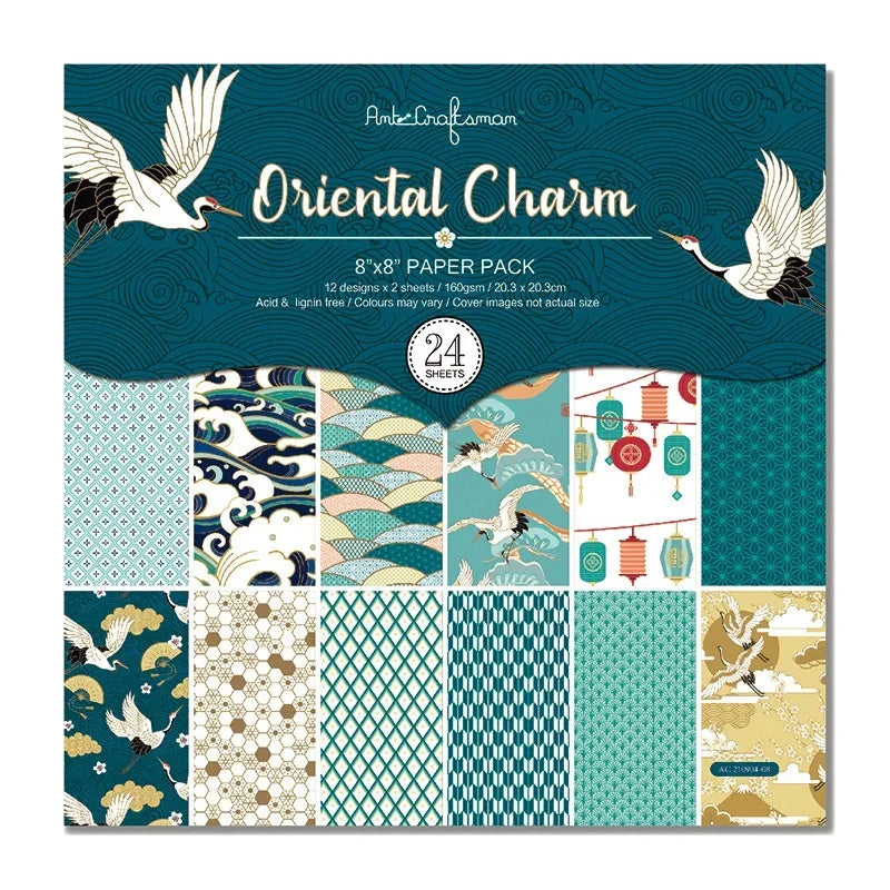 12-Sheet Crane Craft Paper Pads | Origami & Scrapbooking Background Paper Set