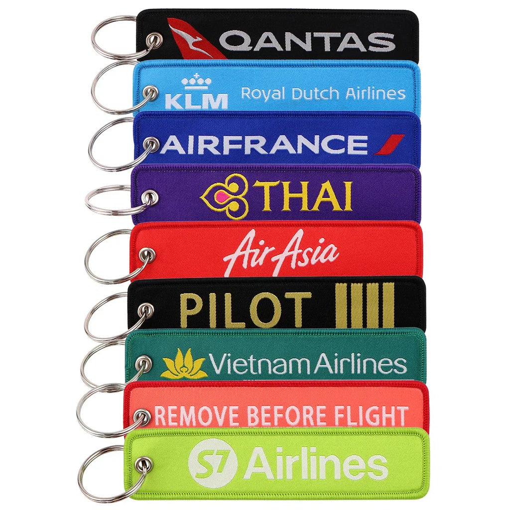 Aviation Sign Embroidery Key Fob | Motorcycle Keychain and Gift Accessory