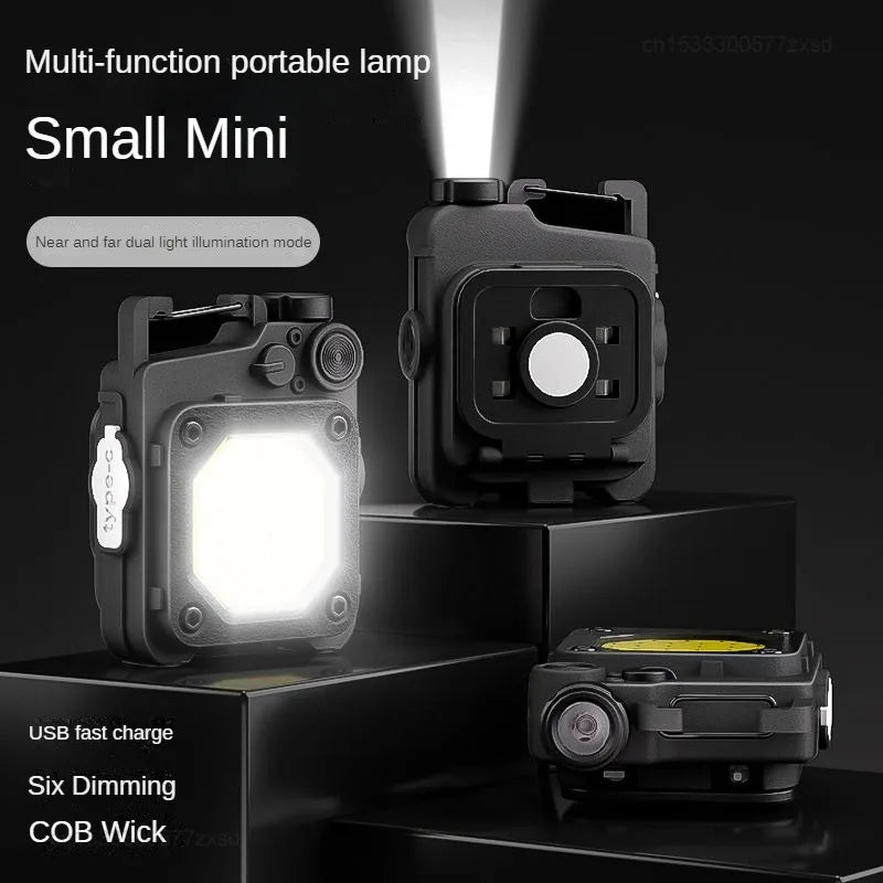 SMILING SHARK Flashlight Magnetic Clip Running Light | Rechargeable Outdoor Camping Lantern