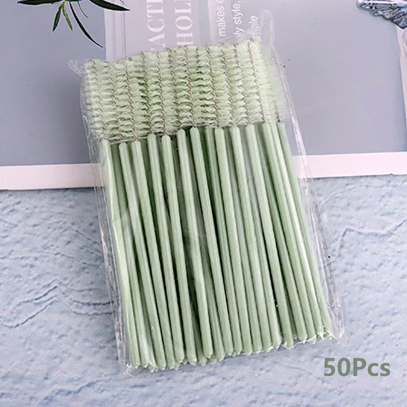 Disposable Eyelash Brushes 50 Pack | Mascara Wands Applicator Spoolies for Lash Extensions