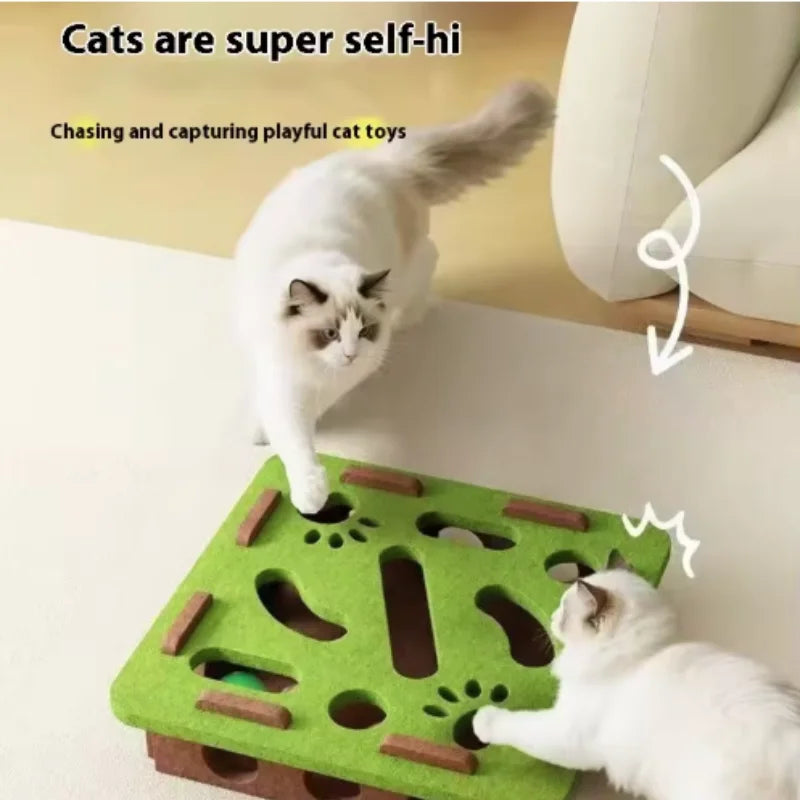 Interactive Maze Cat Toy | Felt Plush Puzzle with Bell Ball