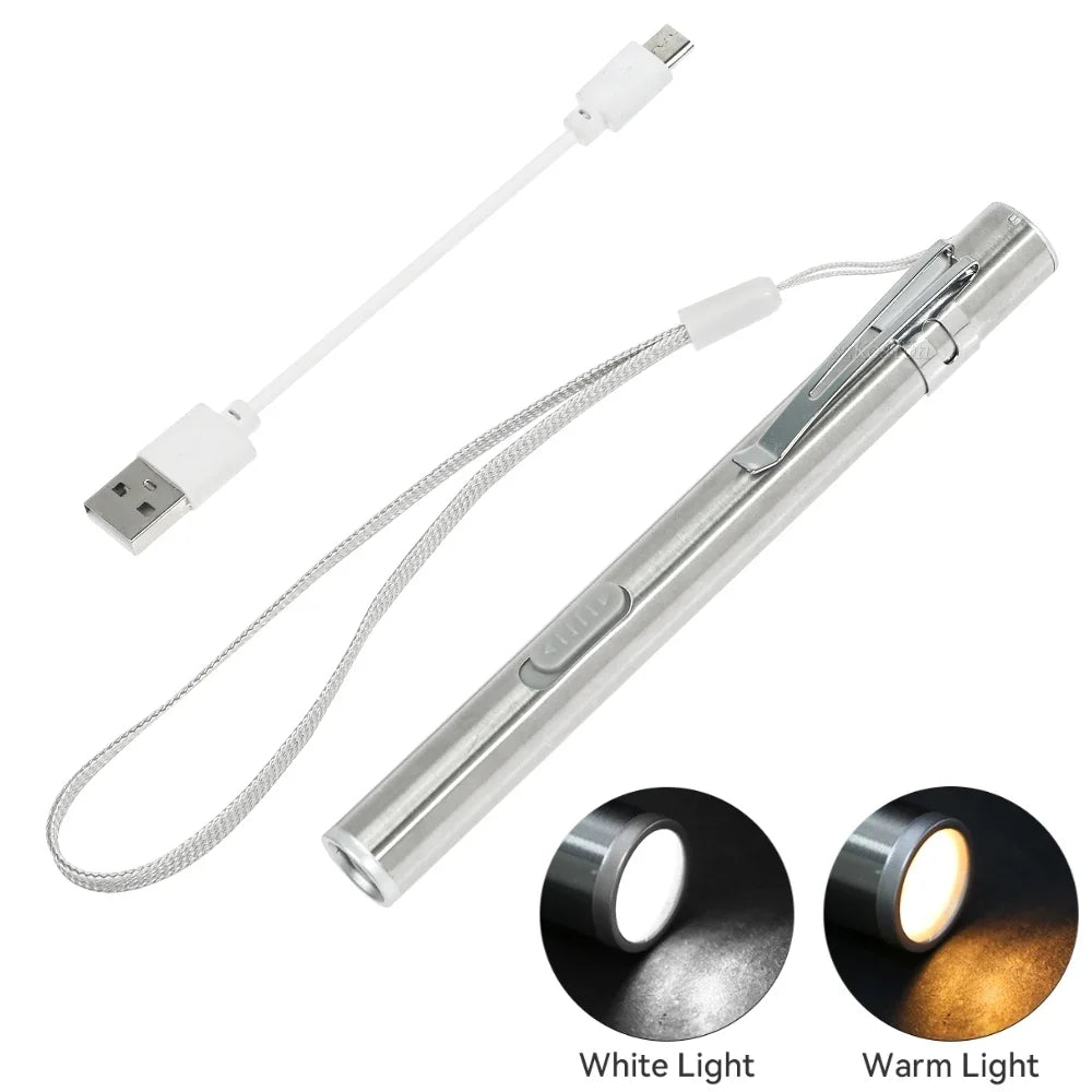 USB Rechargeable Mini Pen Light | Handy LED Flashlight with Clip