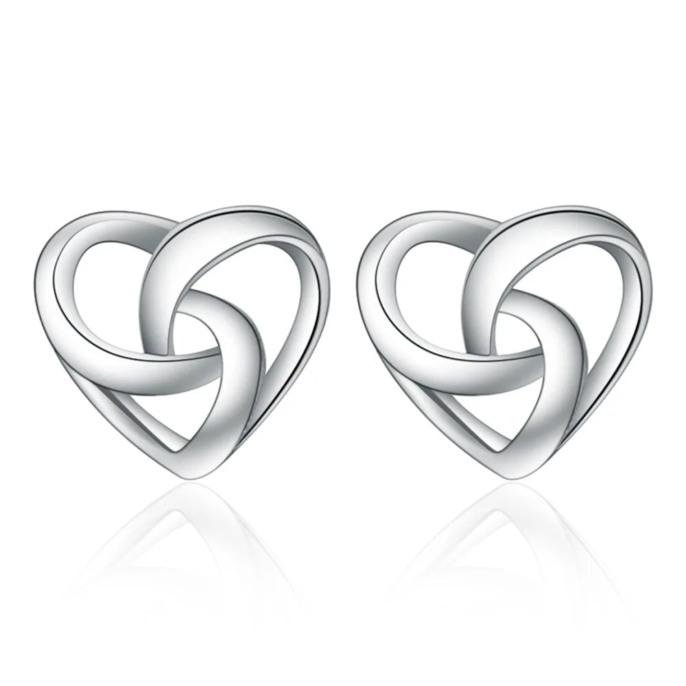 925 Sterling Silver Love Heart Stud Earrings | Classic Jewelry for Women