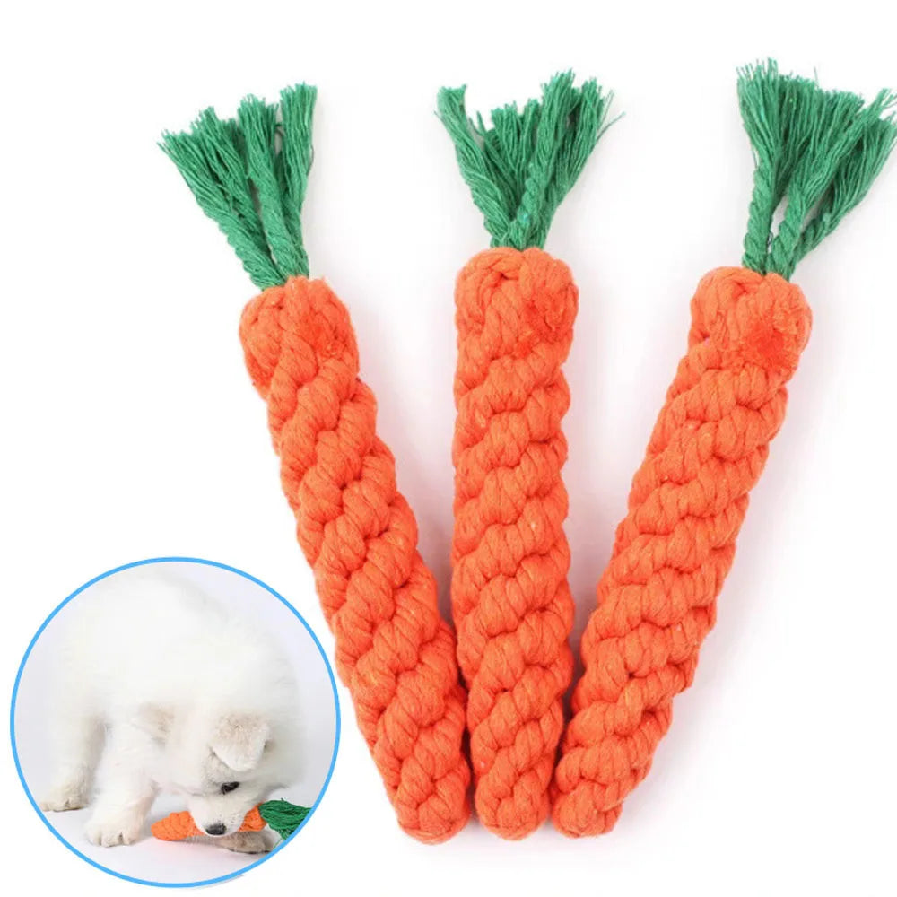 Carrot Dog Bite Rope Toy | Safe and Durable Chew Toy for Puppy Teeth Cleaning