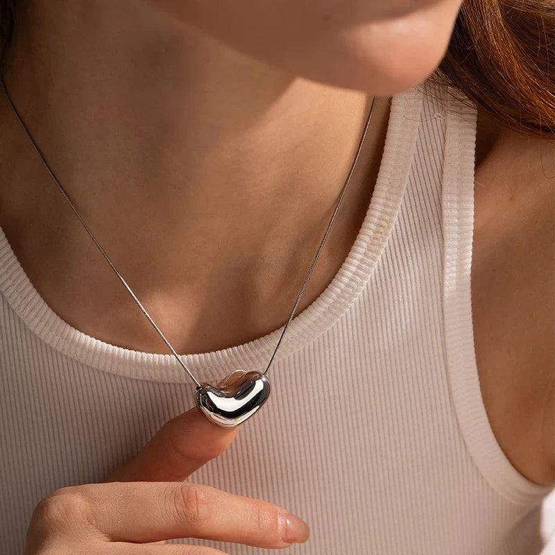 316L Stainless Steel Heart Necklace with Delicate Chain | Hypoallergenic Jewelry Gift for Women