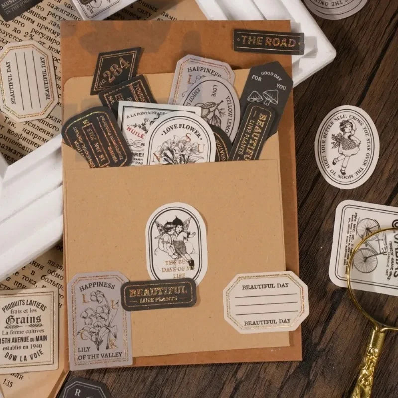 Vintage Label Stickers for DIY Crafts | 40-Piece Retro Collection