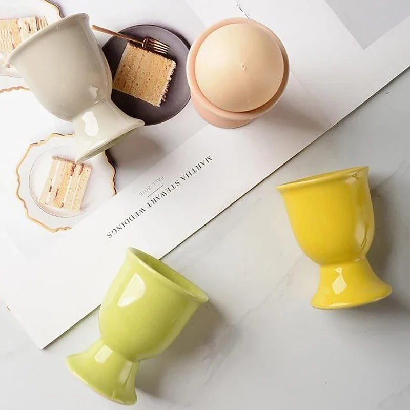 Egg Cup Holders Candy Color | Ceramic Creative Serving Cups Breakfast