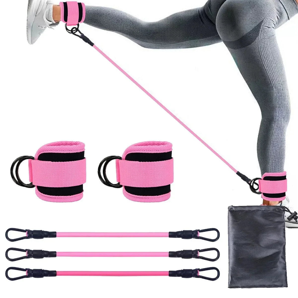 Resistance Band Set with Ankle Straps | Home Gym Strength Training