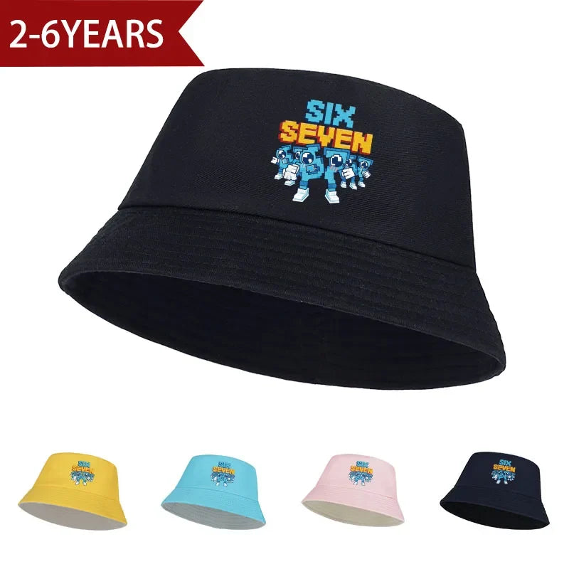 Pixel Robot Fisherman Hat for Kids | Digital Cartoon Sun Hat