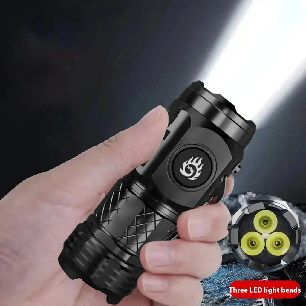 Portable High Brightness 3 LED Flashlight | Type-C Rechargeable Mini Outdoor Light