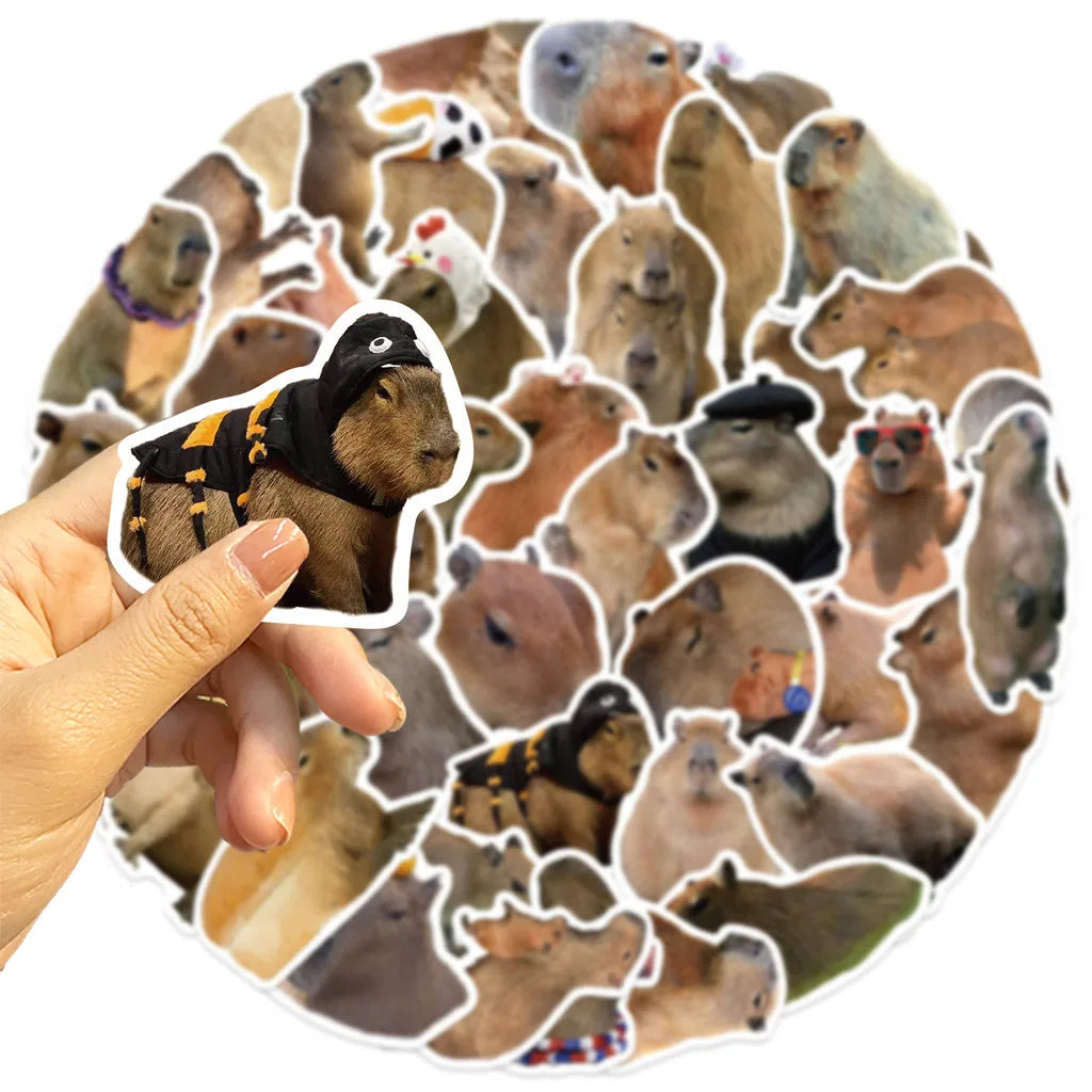 50Pcs Cartoon Capybara Graffiti Stickers | Waterproof Decals for Guitars, Laptops, and Luggage