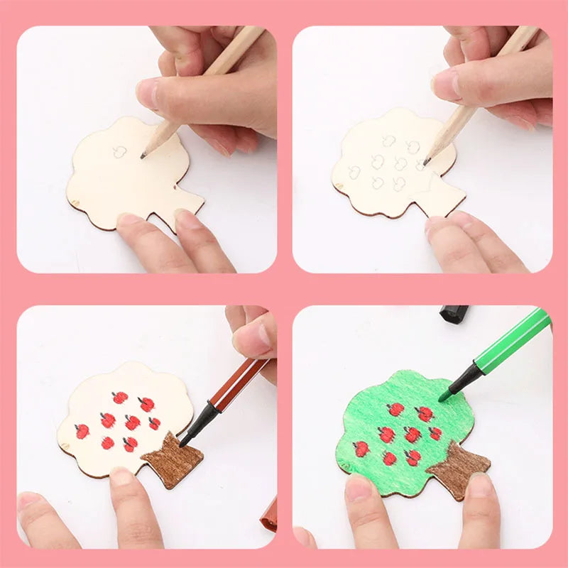 20pcs Montessori Kids Drawing Toys Wooden DIY Painting Stencils Set | Educational Craft Toy for Children