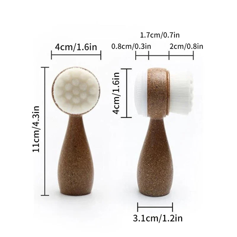 Double Sided Facial Brush | Coconut Handle Exfoliating Cleanser