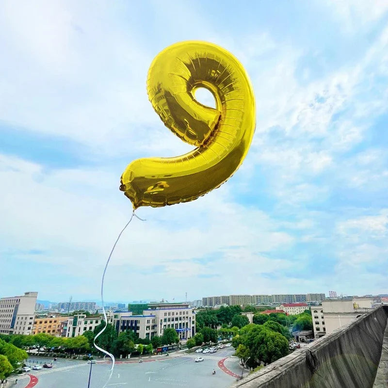 32 Inch Gold Foil Number Balloons 0-9 | Birthday Party Decorations