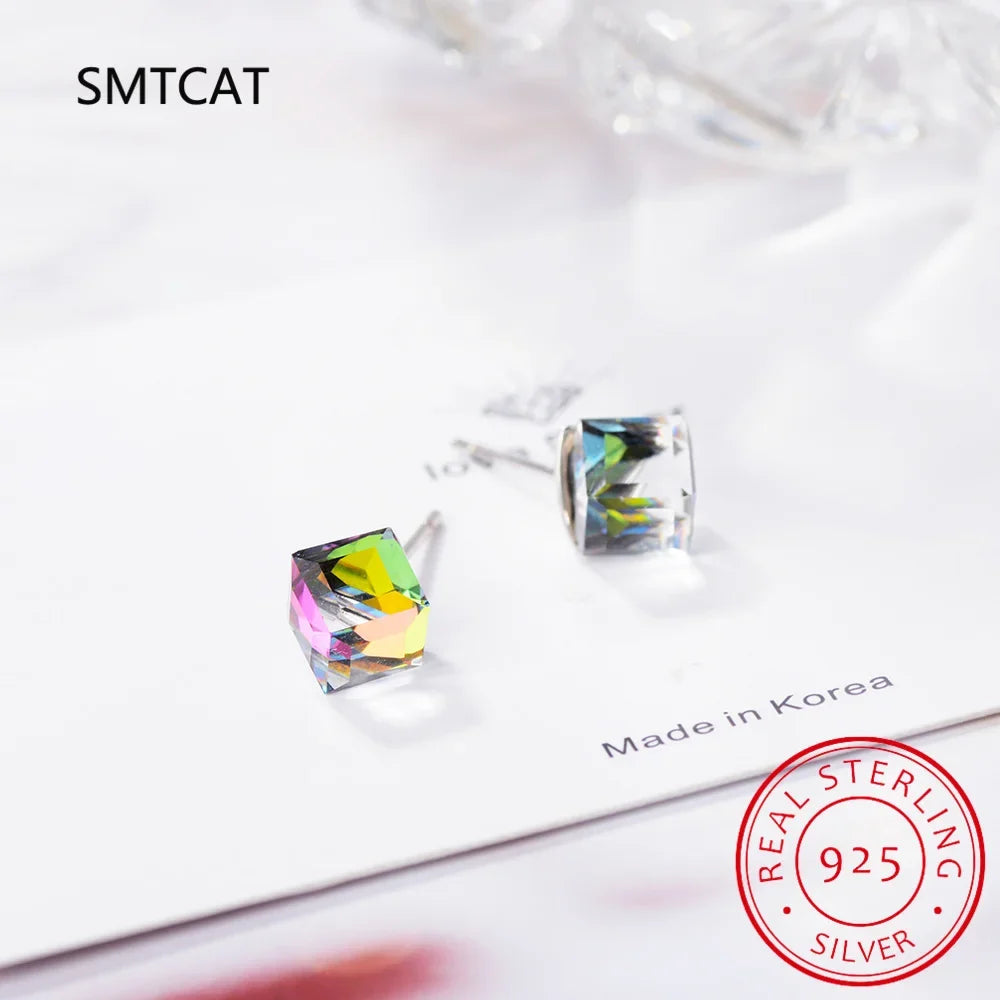 1.2ct Natural Sky Blue Topaz Stud Earrings | 925 Sterling Silver Geometric Jewelry