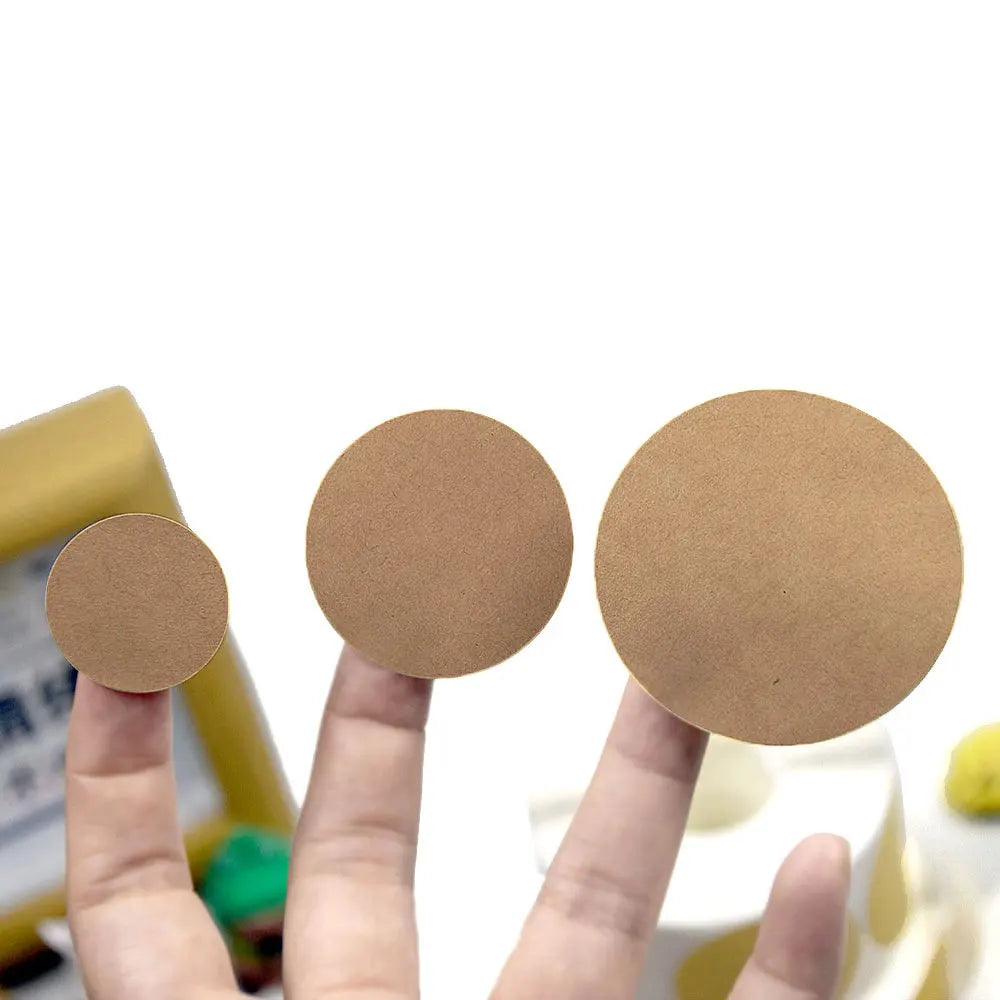 Kraft Self-Adhesive Label Paper Stickers | 500pcs Round Roll for Organization