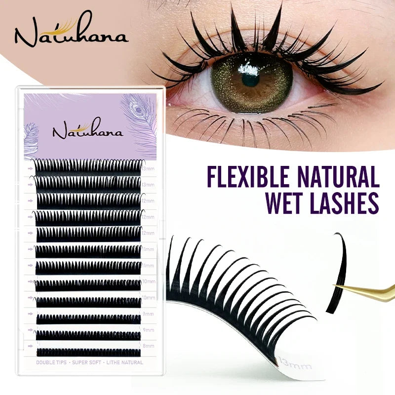 NATUHANA Wet Eyelash Extension 0.07mm | Easy Grafting Manga Wispy Lashes