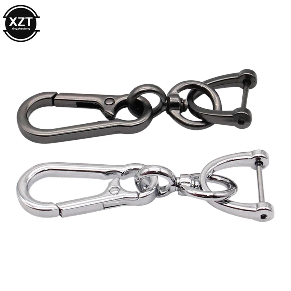 360 Degree D Shape Rotating Horseshoe Buckle Leather Braided Car Keychain | Auto Key Ring Pendant