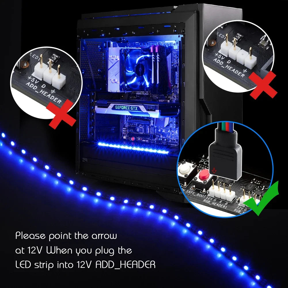 RGB Gaming LED Strip Splitter Kit | 12V Aura Sync for PC Case