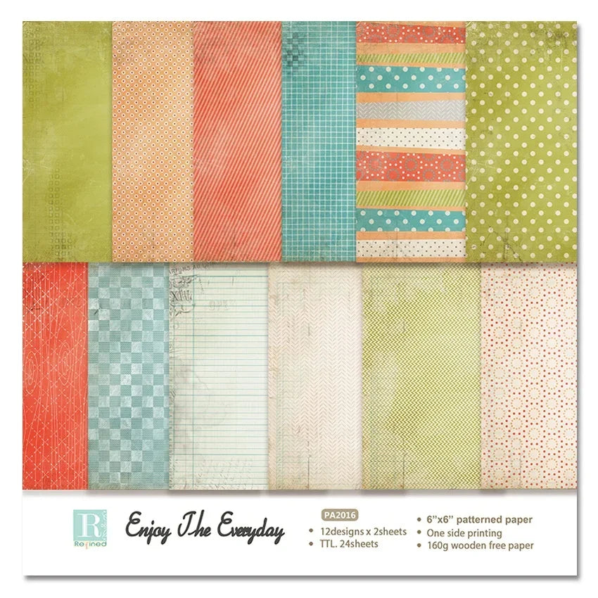 24 Sheets Craft Paper Pads for Scrapbooking and Card Making | Mixed Pattern Background Paper