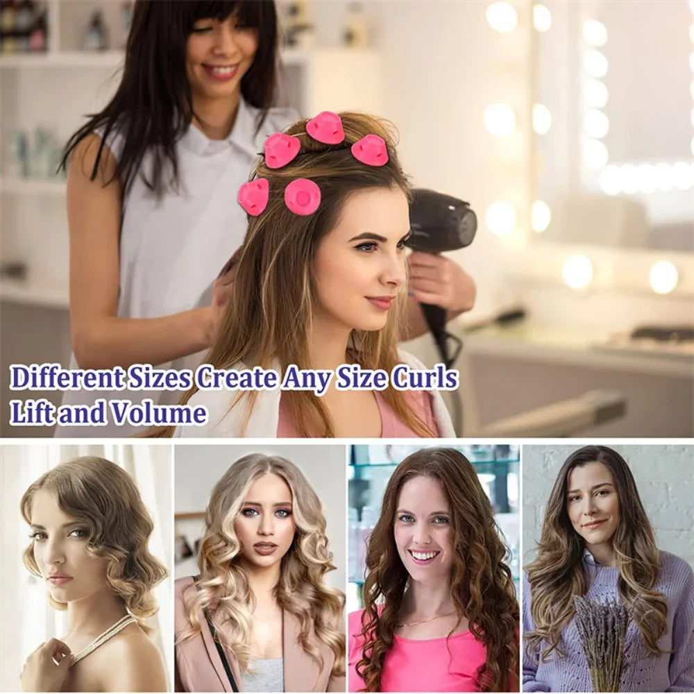 10pcs Heatless Hair Curlers Set | Soft Silicone No Heat Hair Rollers for Sleeping
