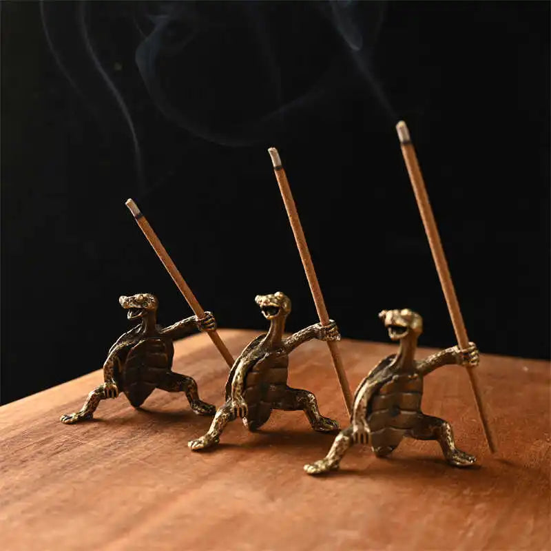 Antique Alloy Kung Fu Turtle Incense Holder | Home Decor Line Incense Burner