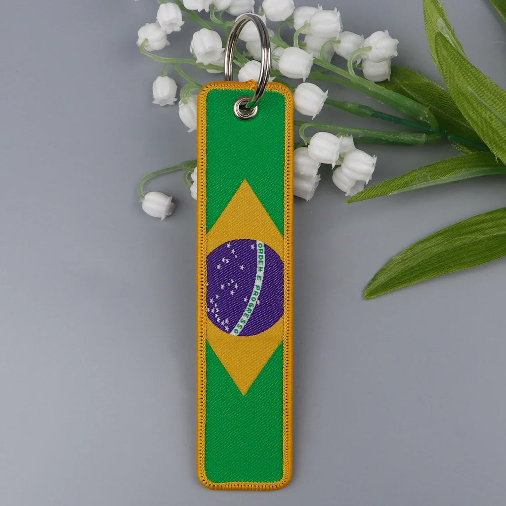 National Flags Embroidered Key Fob | Fashion Keychain Gift for Men and Women