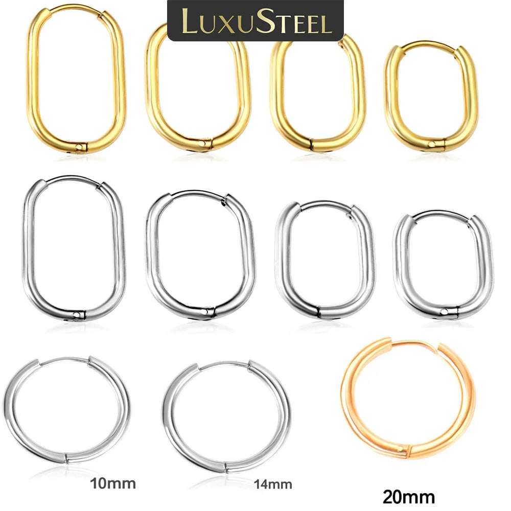 LUXUSTEEL Simple Hoop Earrings | Anti-Allergy Stainless Steel for Women