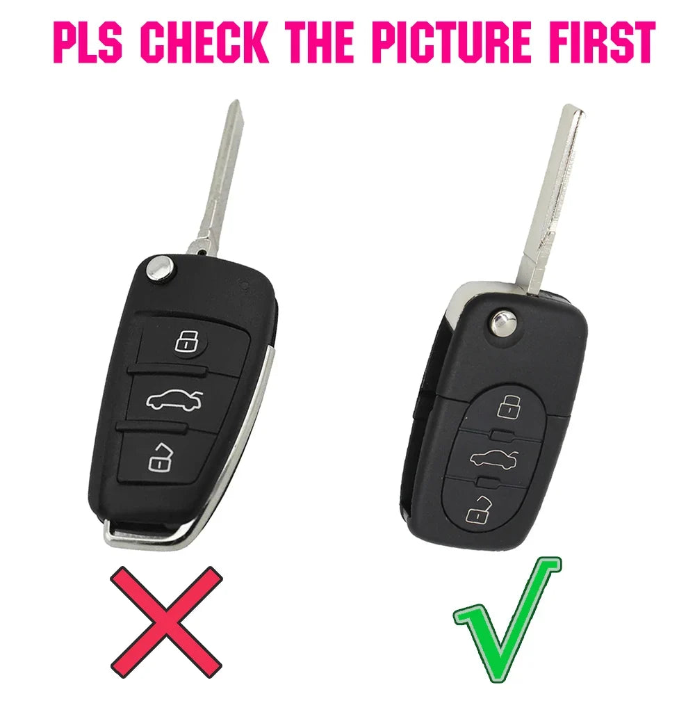 XUKEY Silicone Car Key Fob Cover Case | 3 Button Flip Remote Holder for Audi A2 A3 S3 A4 S4 A6 S6 RS6 A8 TT Allroad