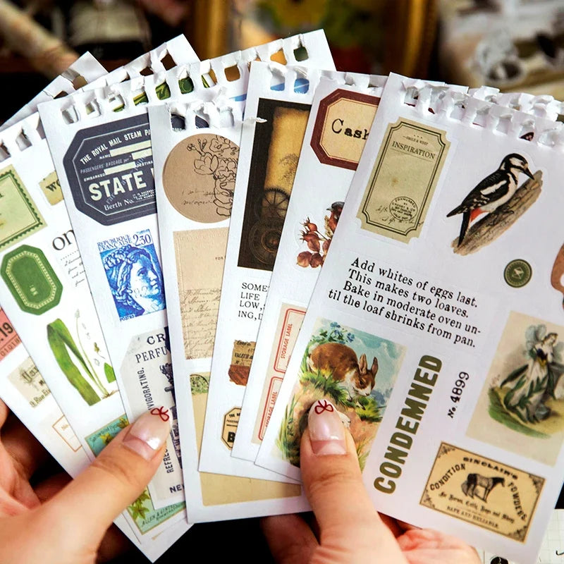 Vintage Collage Stickers Pack | 50 Retro Washi Paper Decals for Junk Journaling