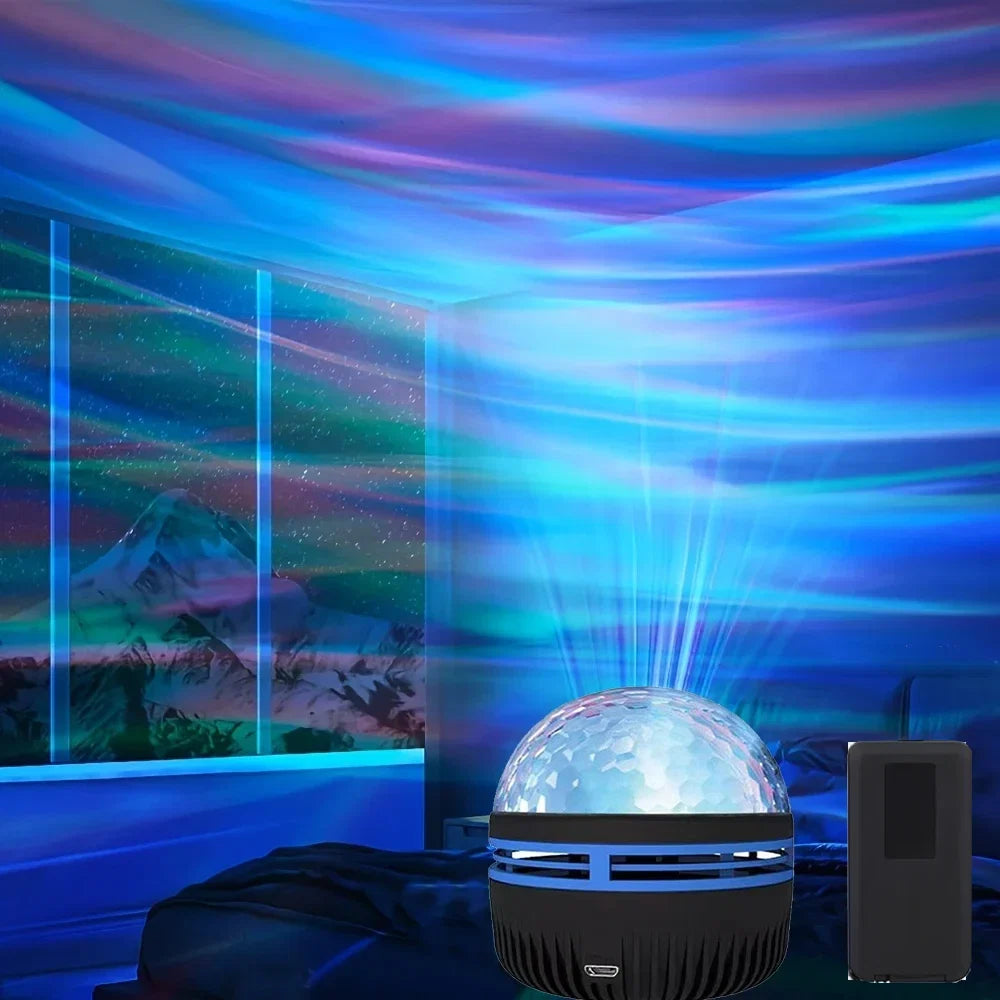 Aurora Borealis Starry Sky Projector | USB Night Light with Remote Control