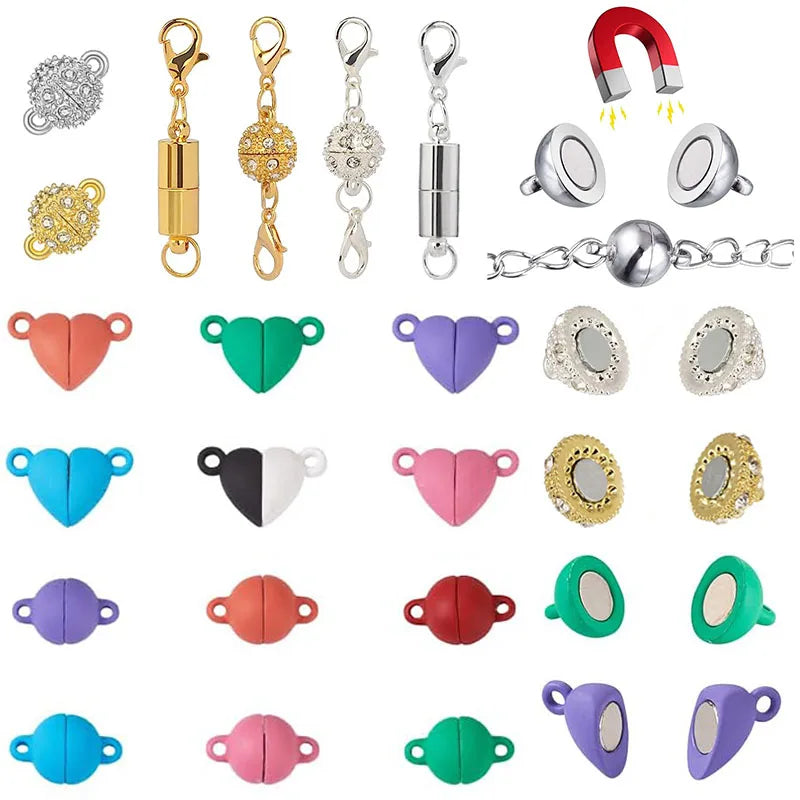 Heart Round Magnetic Clasps Set | DIY Jewelry Connector Charms