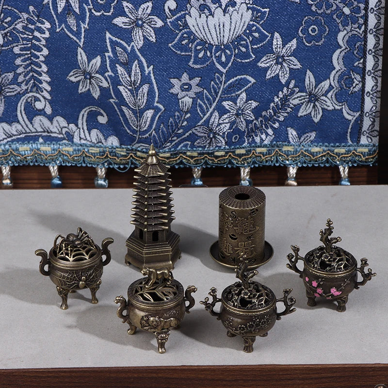 Alloy Lucky Incense Burner Bowl Incense Holder With Handle | Ancient Style Yoga Meditation Home Office Decor