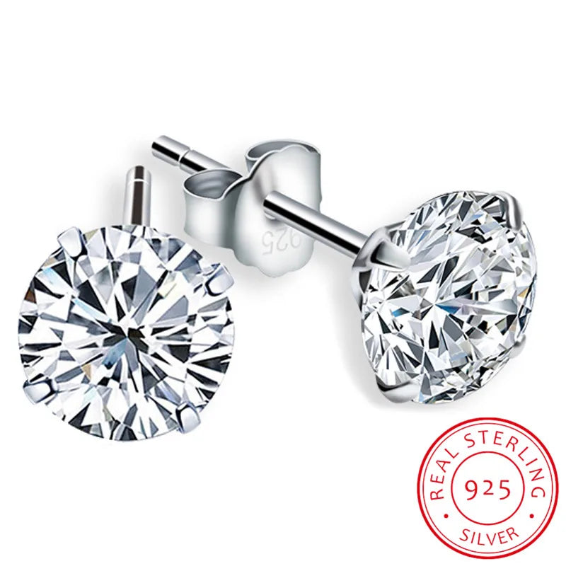 2 Carat 8.0mm D Color Moissanite Stud Earrings | 925 Sterling Silver Sparkling Wedding Jewelry