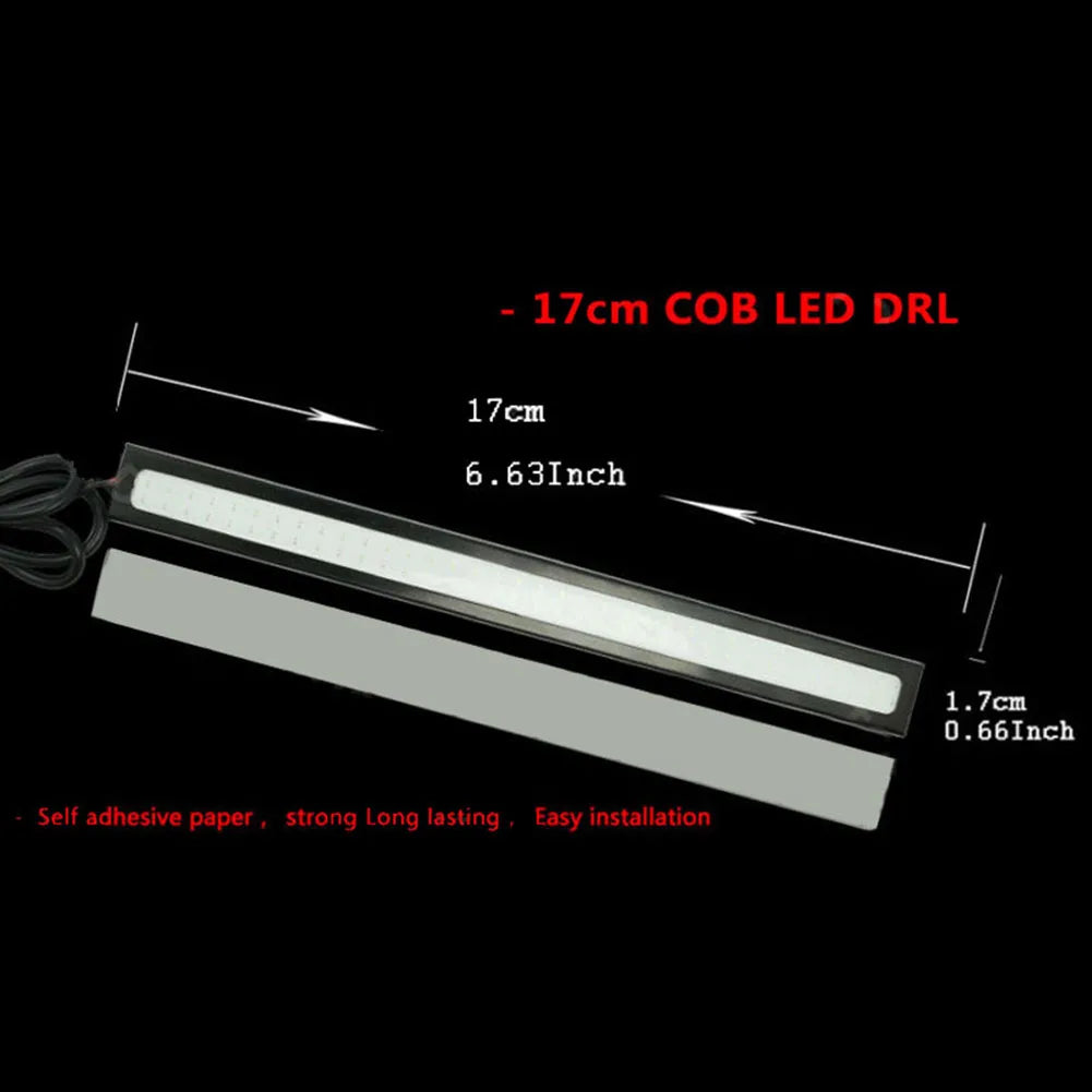 2Pcs 17cm COB Car Fog Light LED Strip Red | Waterproof 12V DRL Driving Lamp