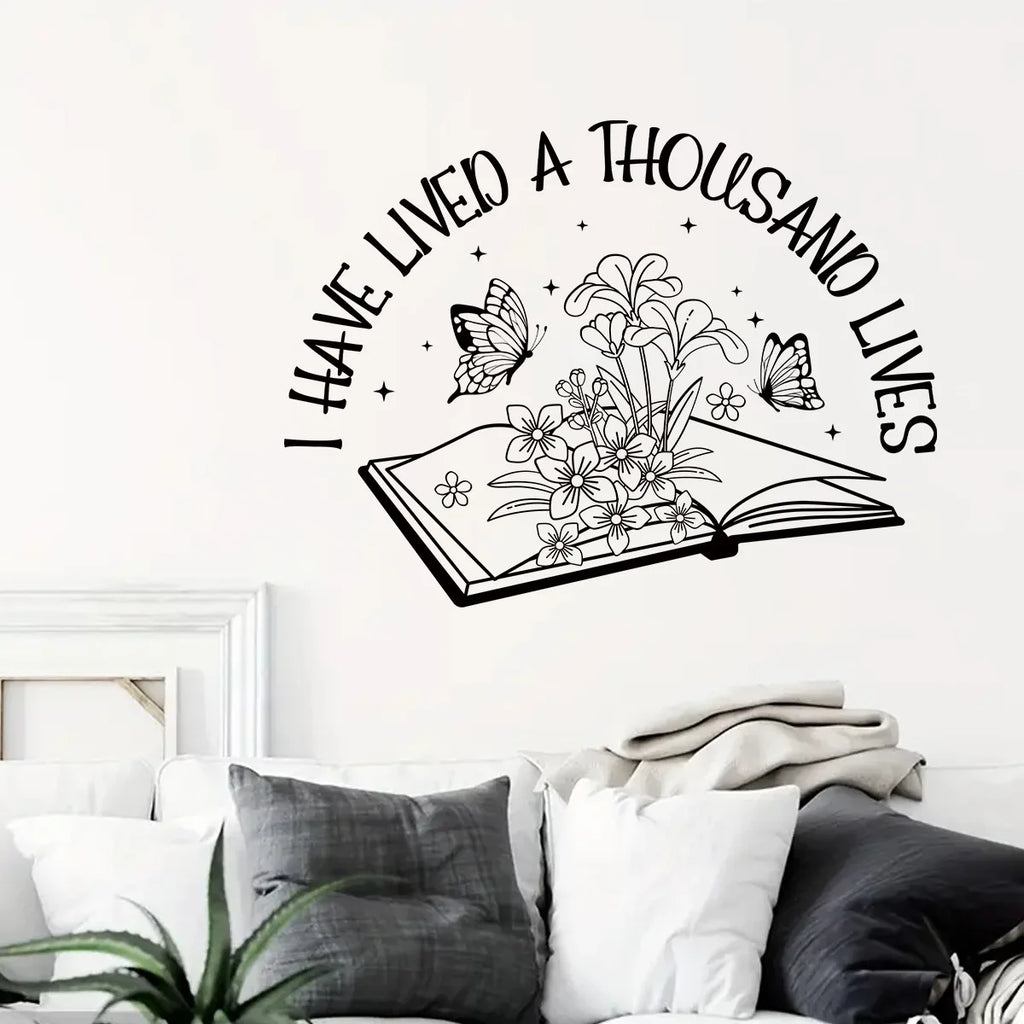 Wall Stickers for Living Room Bedroom | Creative Black Heart Book World Ladder Tree Wall Decals