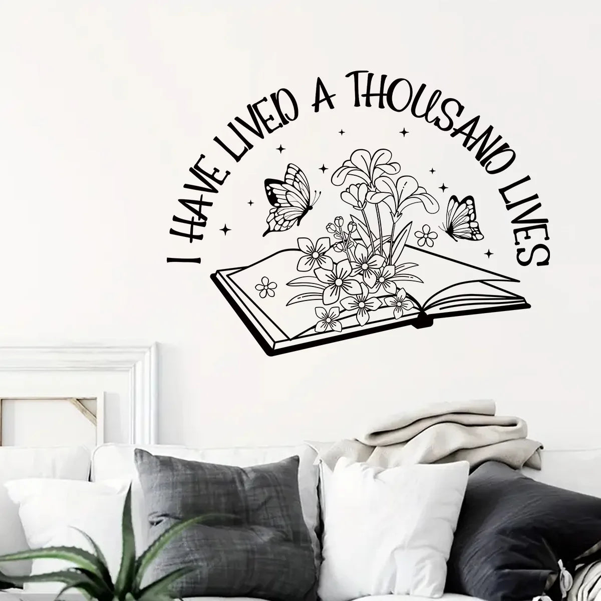 Wall Stickers for Living Room Bedroom | Creative Black Heart Book World Ladder Tree Wall Decals