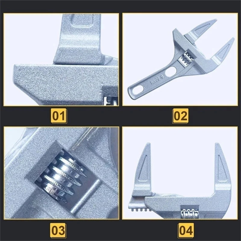 Mini Adjustable Bathroom Wrench | Strong Clamping Aluminum Spanner for Pipe Repair