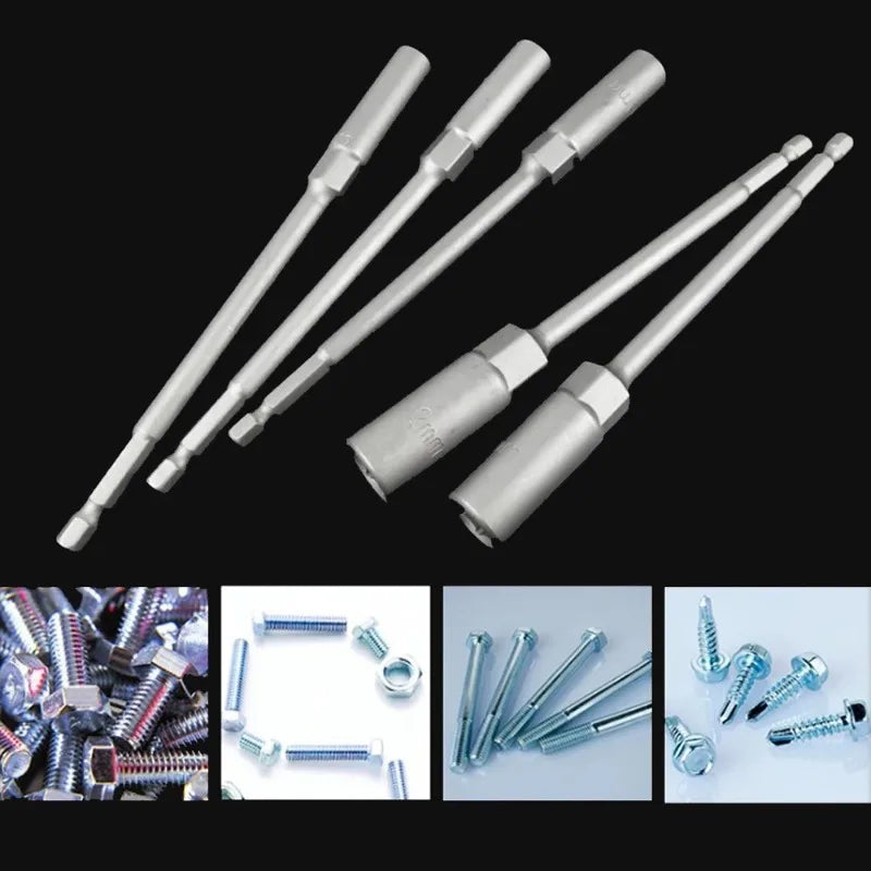 Electric Drill Socket Bit Set 150mm | Hex Nut Driver Adapter for Impact Drills
