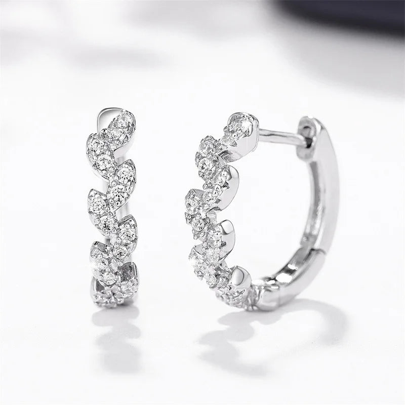 Shiny White Zircon Hoop Earrings | Simple Daily Wear for Women and Men