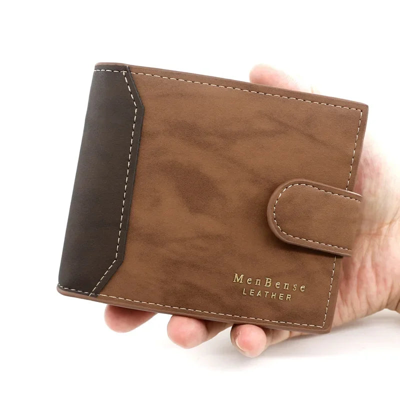 TRISJEM Slim Card Holder Wallet for Men | Short Frosted PU Leather 3-Fold