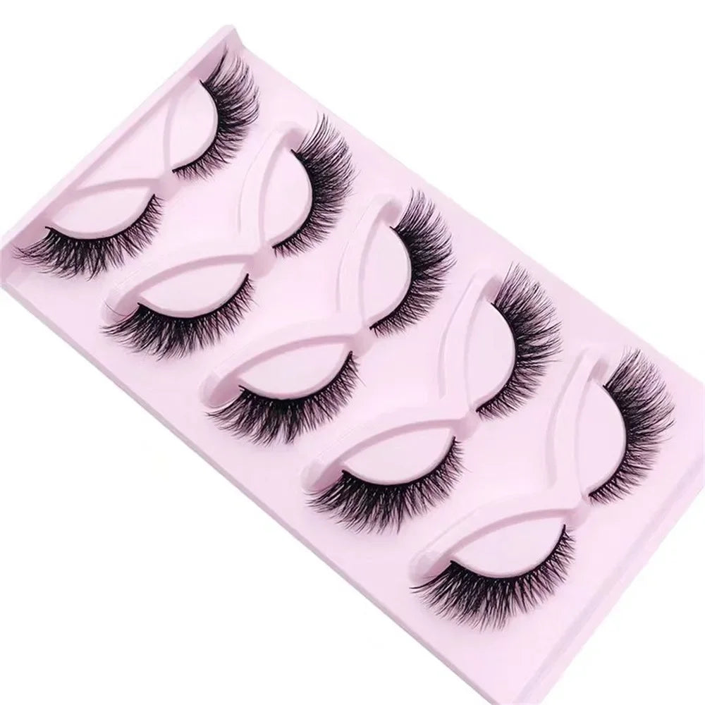 5 Pairs Cat Eye Lashes Wispy Fake Lashes | Fluffy Winged Strip Lashes