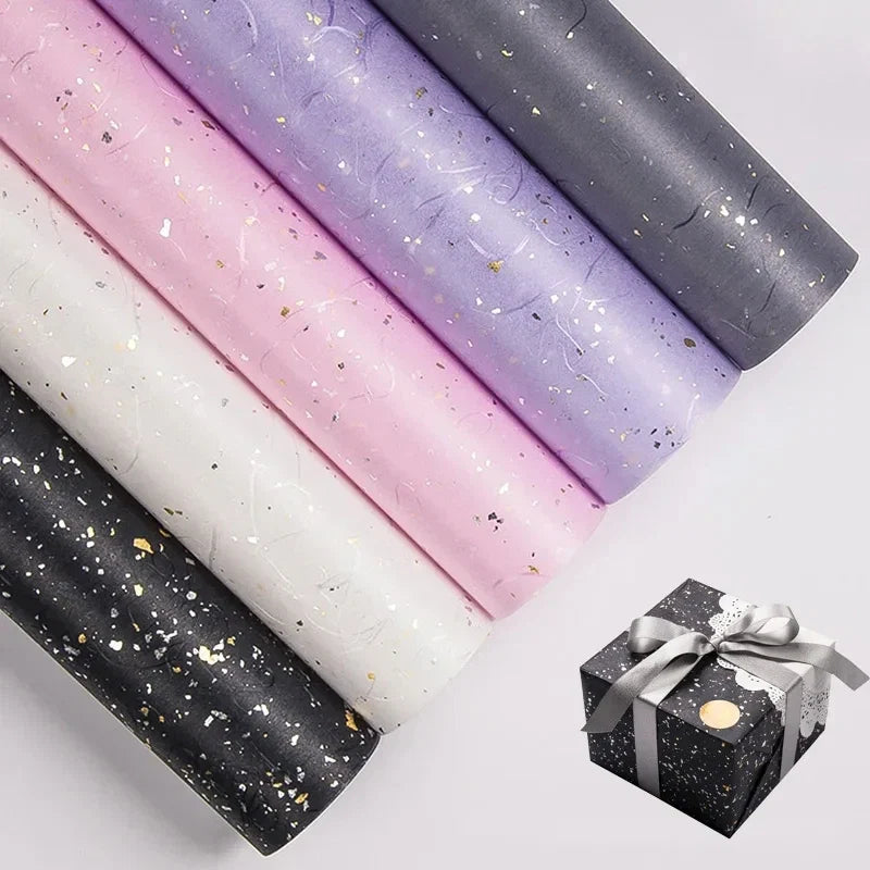 23.6 Inch Floral Wrap Set | DIY Bouquet Wrapping Paper with Gold and Silver Sparkle