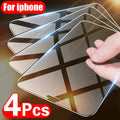 4PCS Tempered Glass for iPhone 11 12 13 14 15 16 Pro Max XR X XS Screen Protector on for iPhone 12 13 Mini 7 8 6 Plus SE Glass