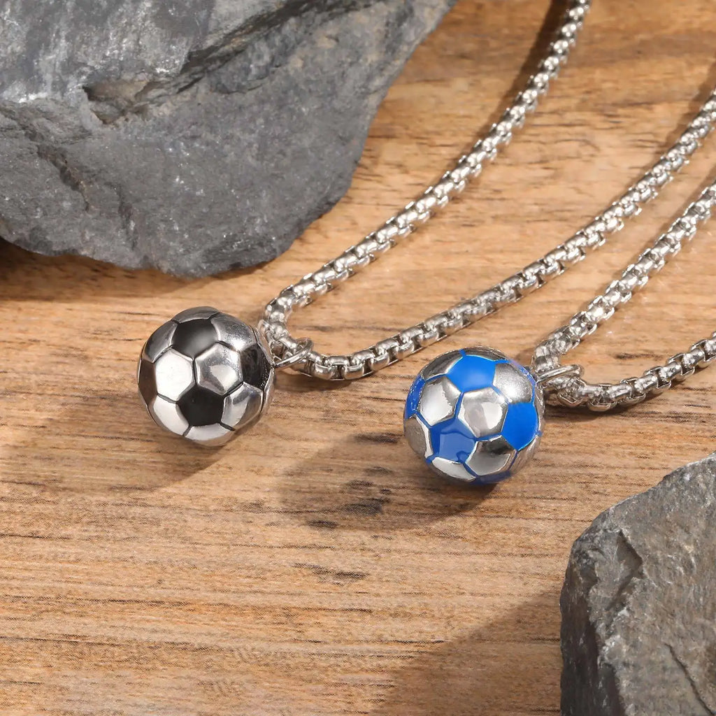 Lucky 3D Soccer Football Pendant Necklace for Men | Stainless Steel Sports Gift
